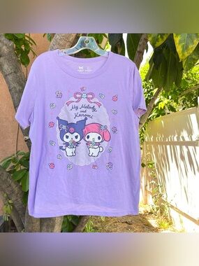 Sanrio My Melody & Kuromi Pastel Purple Graphic Tee .